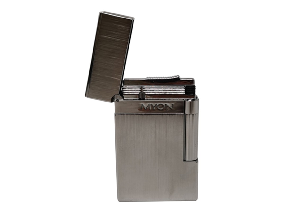 Myon Paris Brass Lighter Softflame Silver Brushed
