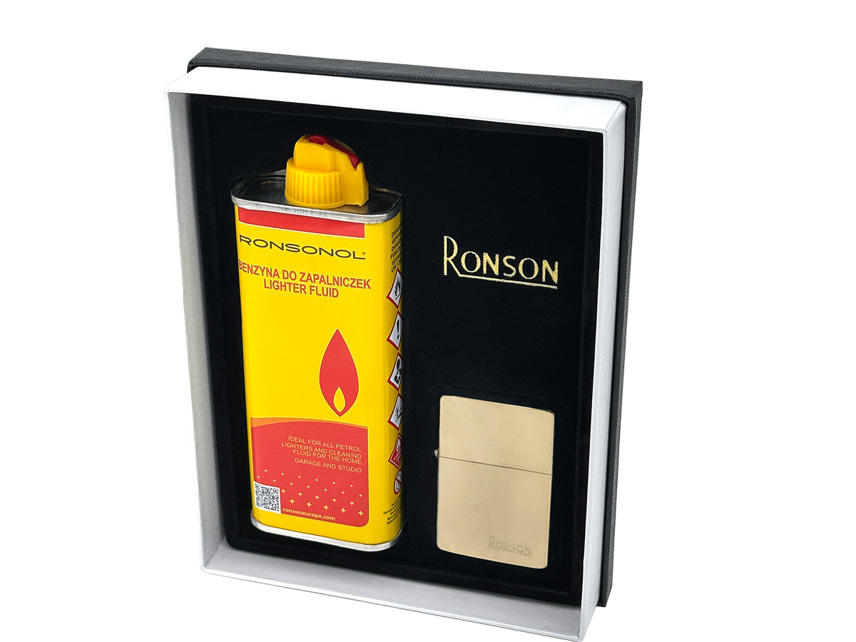 Ronson Gift Set Fluid + Lighter Shiny Gold