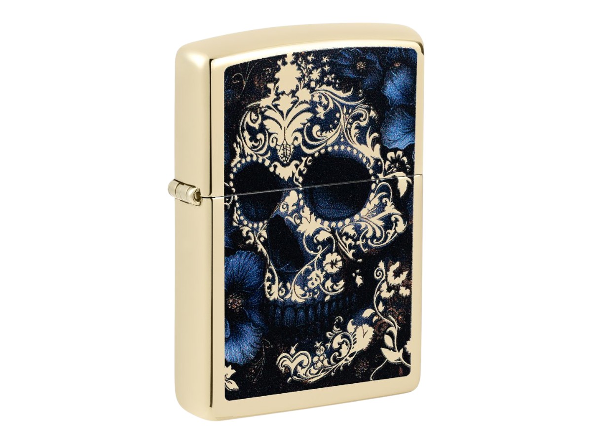 Zippo Skull with Flowers Design