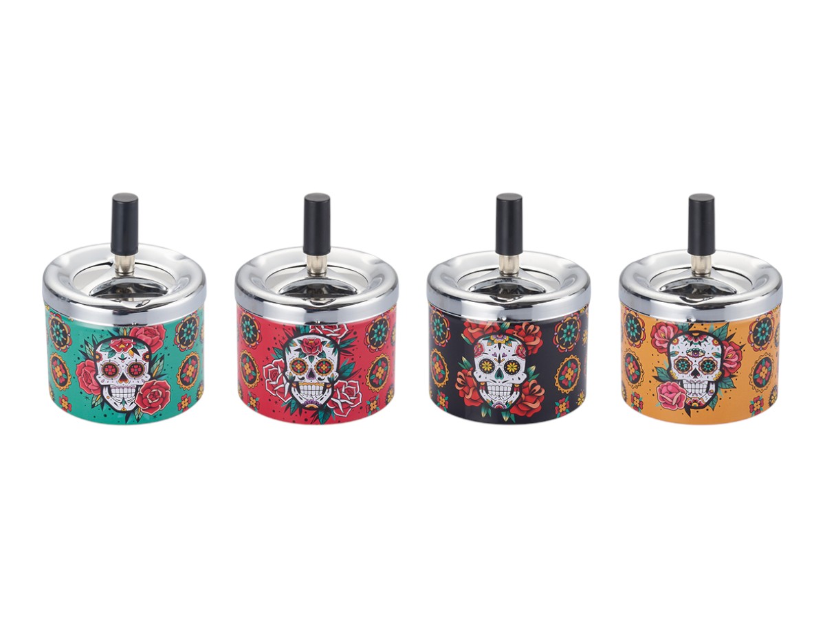 Champ Push Ashtray Colorful Skull