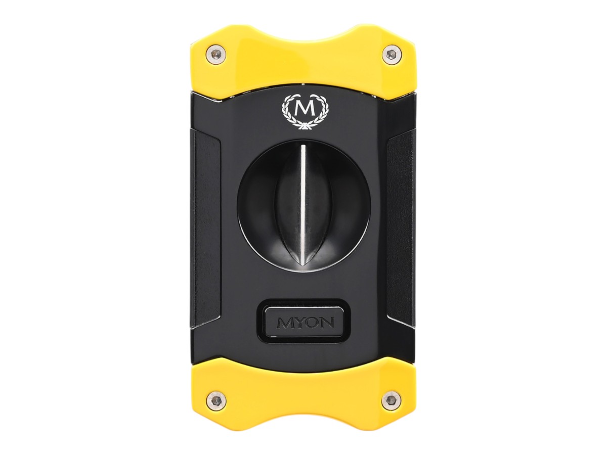 Myon Zigarren Cutter mit V-Piercer black/yellow