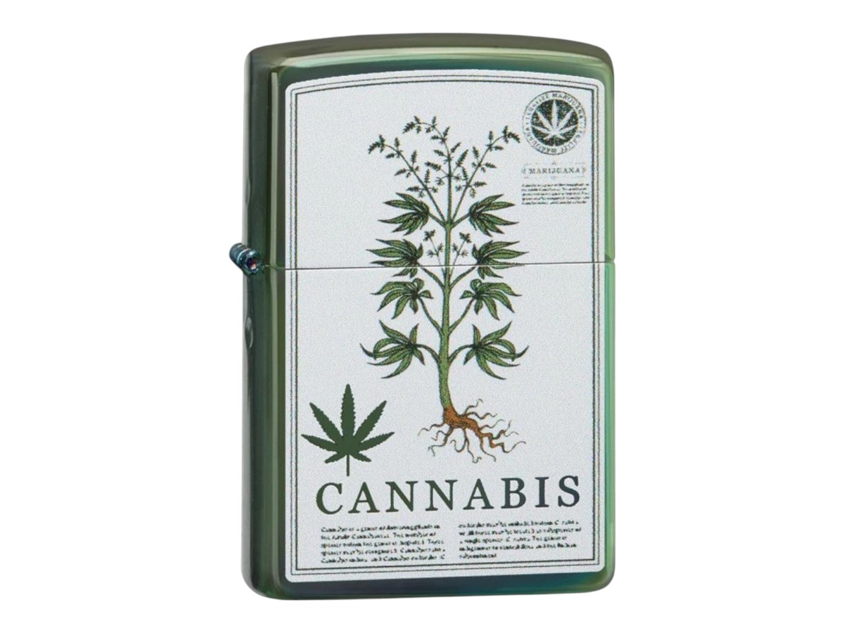 Zippo High Polish Green Cannabis Design